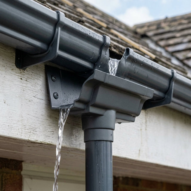 Aluminium Moulded Ogee Gutter Outlet 63mm Dia, 125 x 100mm
