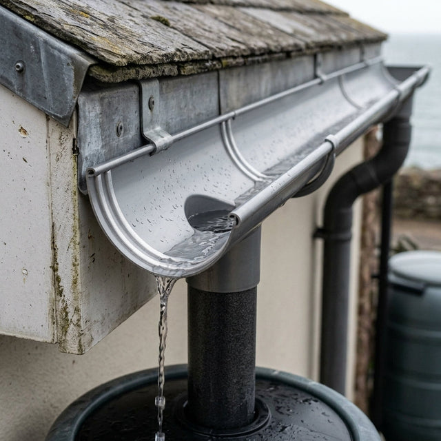 Half Round Aluminium Gutter Outlet 76mm – 125mm, Marine Grade