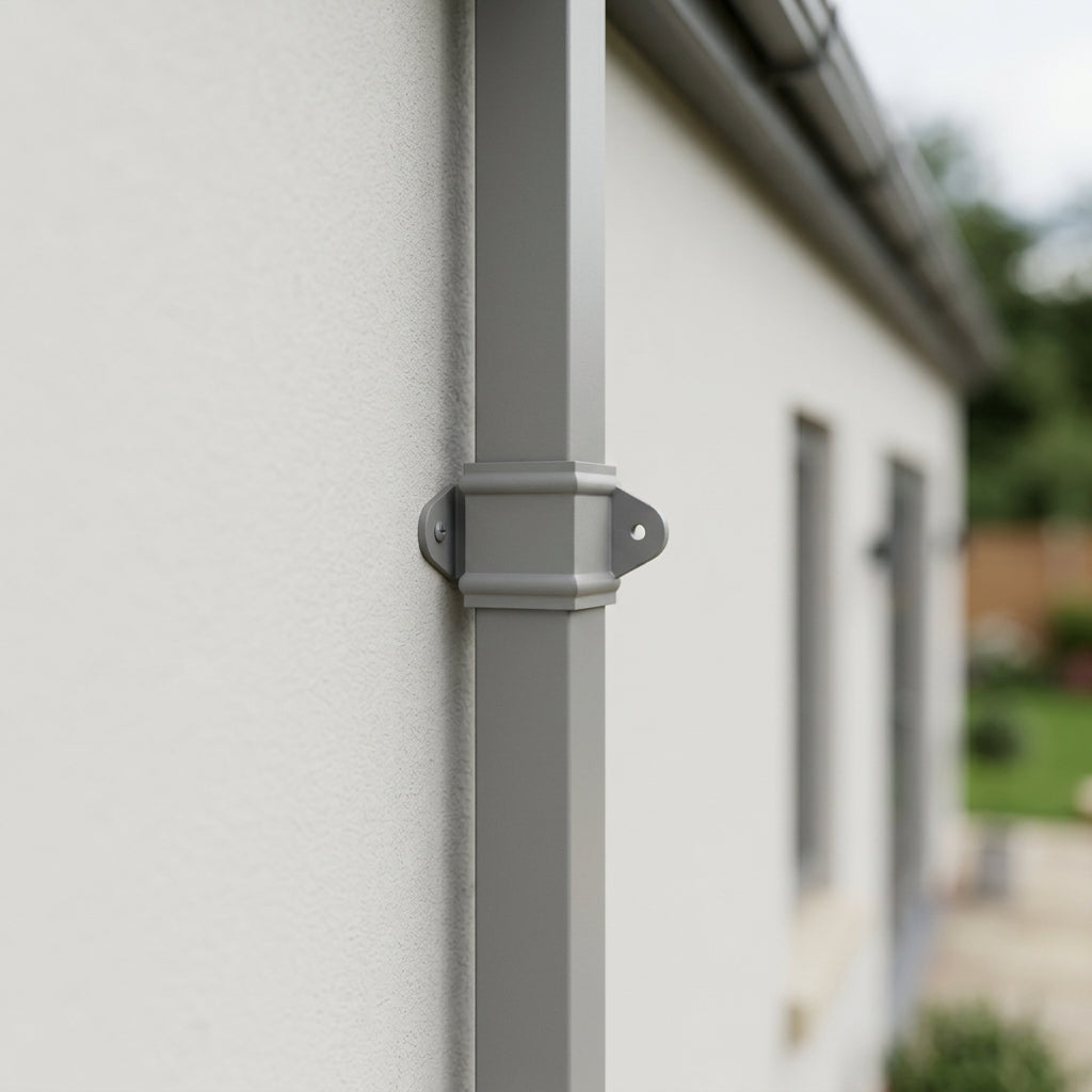 Traditional Aluminium Downpipe 72x72mm x 3m Eared Socket — RAL 7036 (in use)