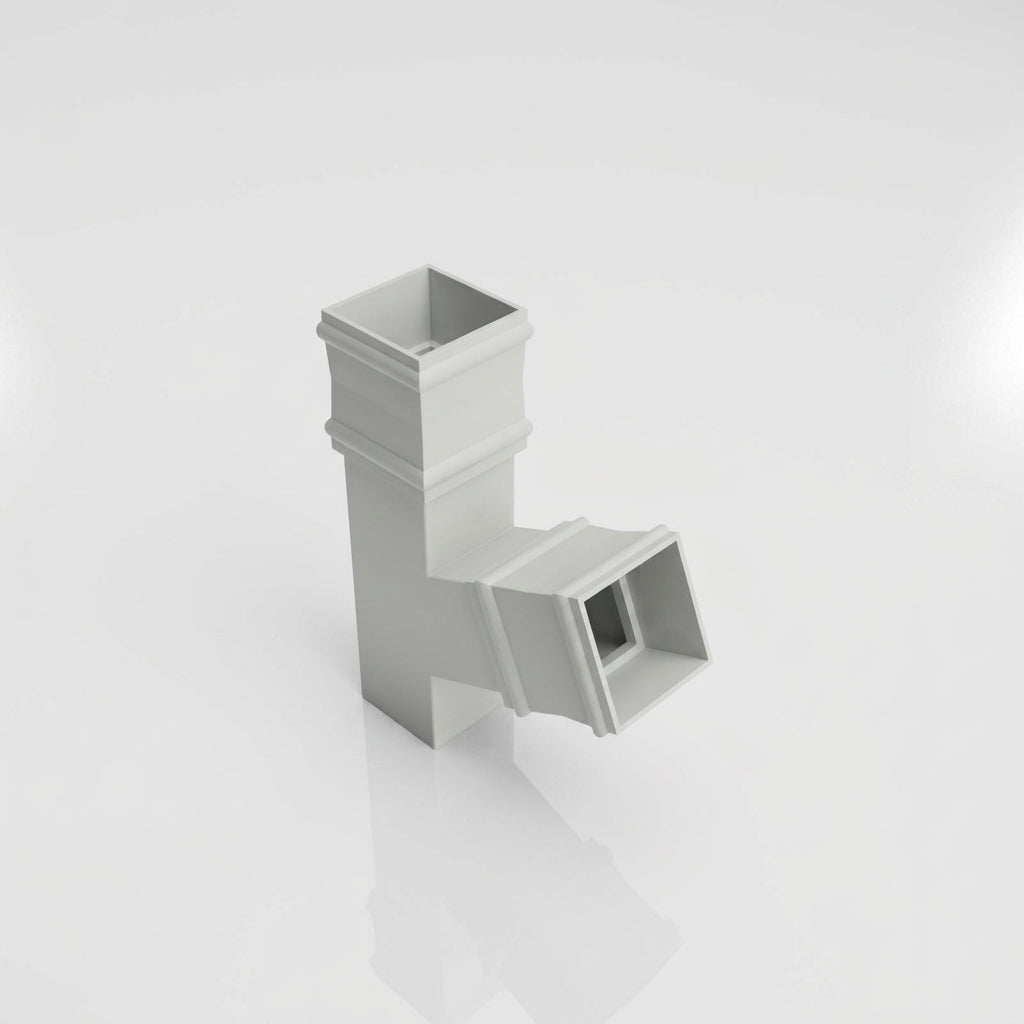 72x72mm Traditional Square Aluminium Downpipe Branches — RAL 7035 / 112.5 Degrees