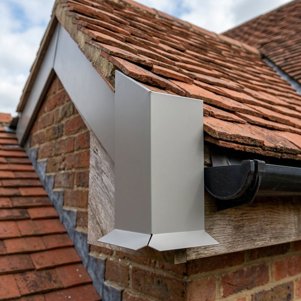 L Return Fascia Board Angle Covers – Aluminium Corner Fascia — RAL 7036 / 135 Deg External Angle (in use)