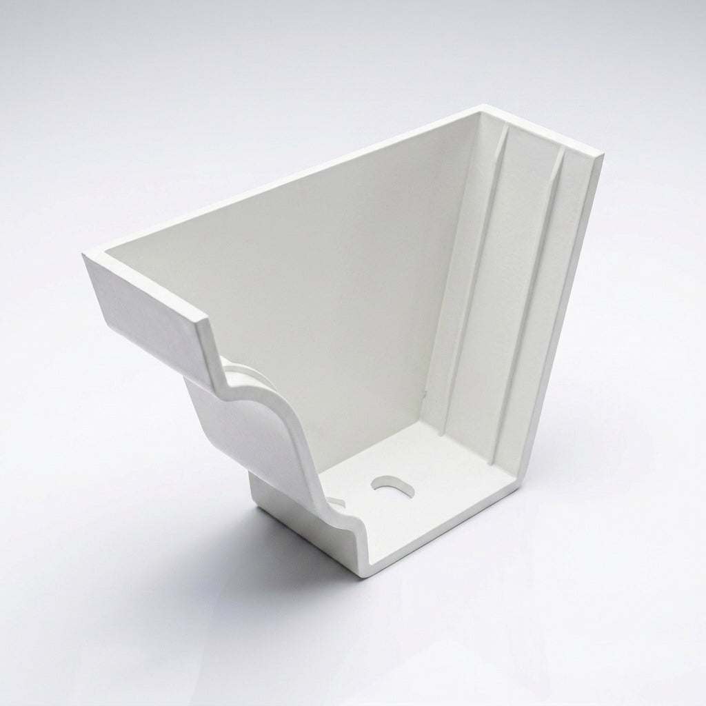 Moulded Ogee Gutter Left Hand Stop End 125 x 100mm — RAL 9016