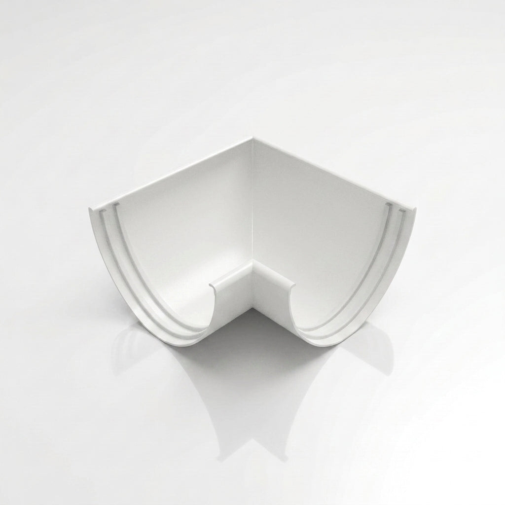 90° Aluminium Gutter Angle 130mm - Marine Grade — RAL 9016