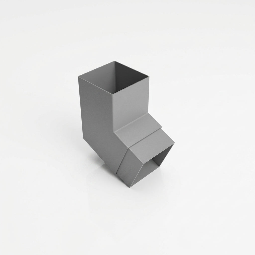 Flush Joint Aluminium Downpipe Bend 72x72mm — RAL 7037 / 112.5 Degrees