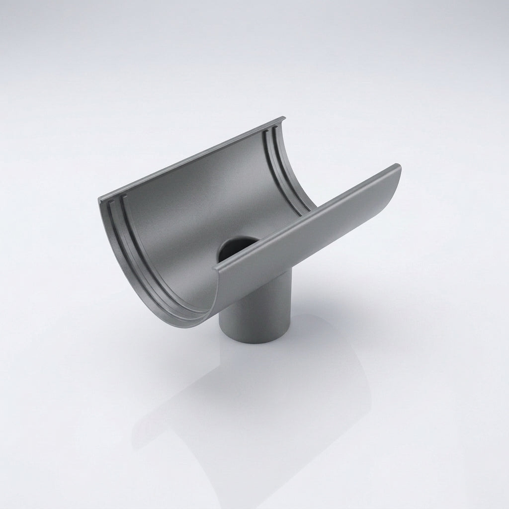 Deepflow Aluminium Gutter Outlet 63mm Dia – 130mm — RAL 7037