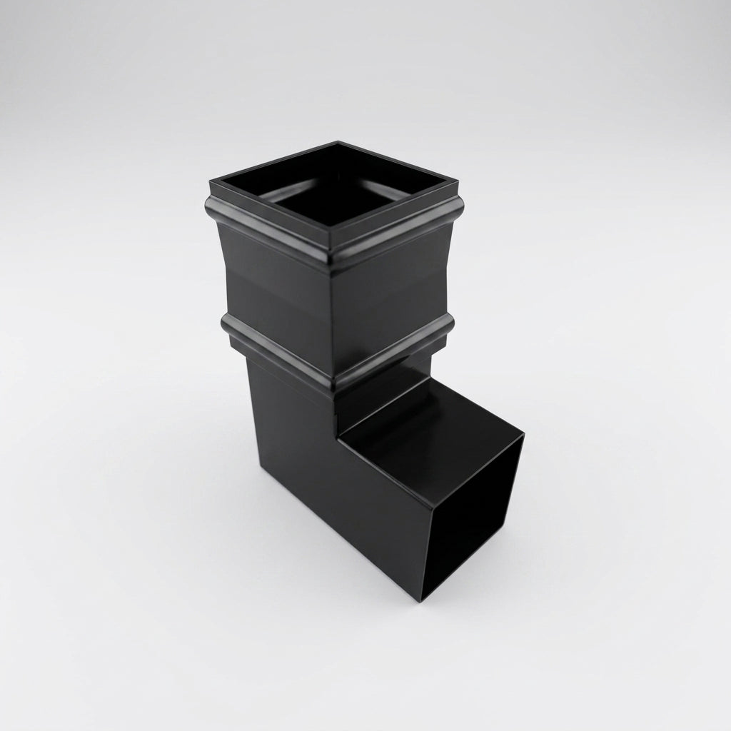 Traditional Aluminium Downpipe Bends 72x72mm – 92.5° & 112.5° — RAL 9005 / 92.5 Degrees