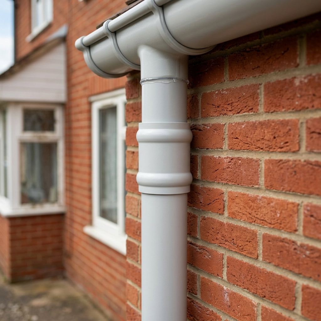 Traditional Aluminium Downpipe Socket 63mm Dia Non-Eared — RAL 7035 (in use)