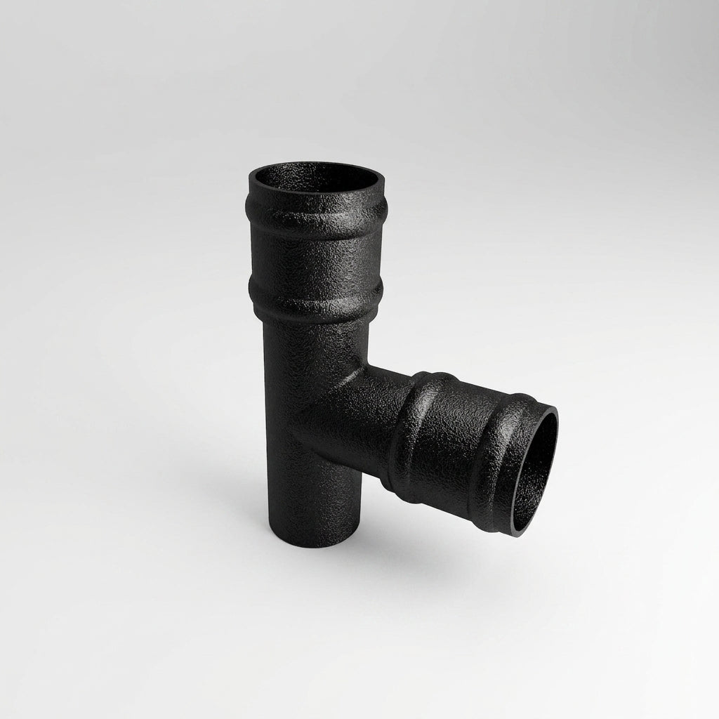 Traditional Aluminium Downpipe Branch 76mm Diameter — Textured Black / 92.5 Degrees