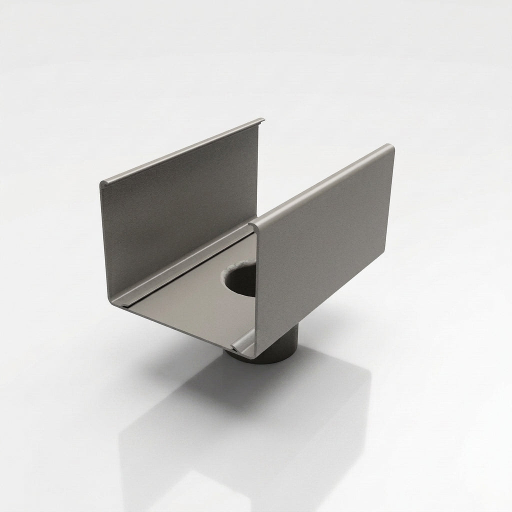Aluminium Box Gutter Outlet 63mm Diameter 135 x 100mm — RAL 7036