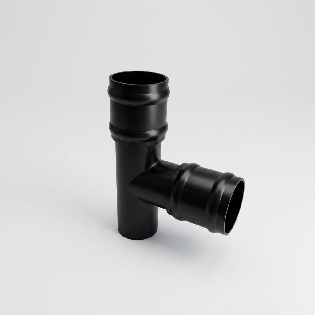 Traditional Aluminium Downpipe Branch 76mm Diameter — RAL 9005 / 92.5 Degrees