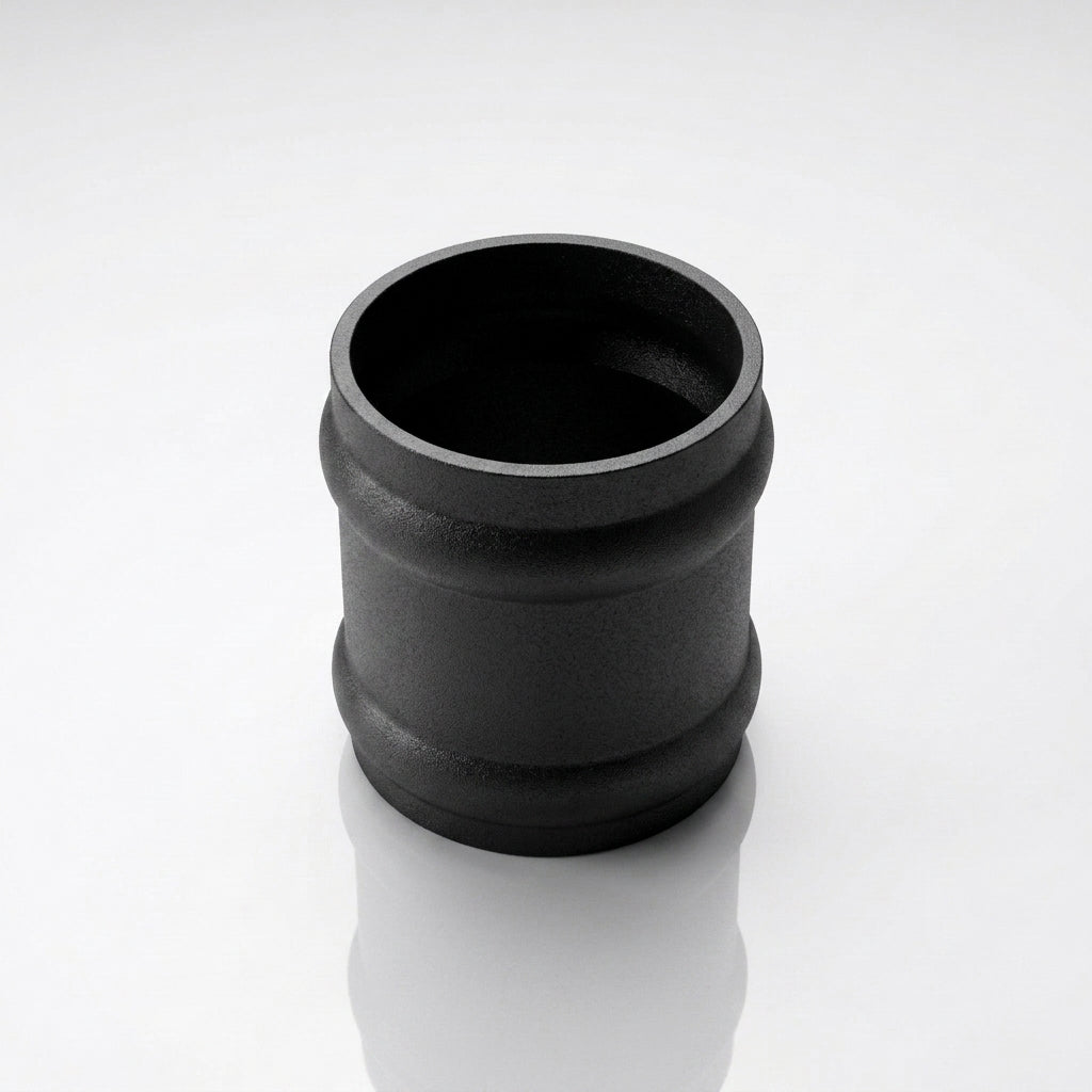 Traditional Aluminium Downpipe Socket 63mm Dia Non-Eared — Textured Black