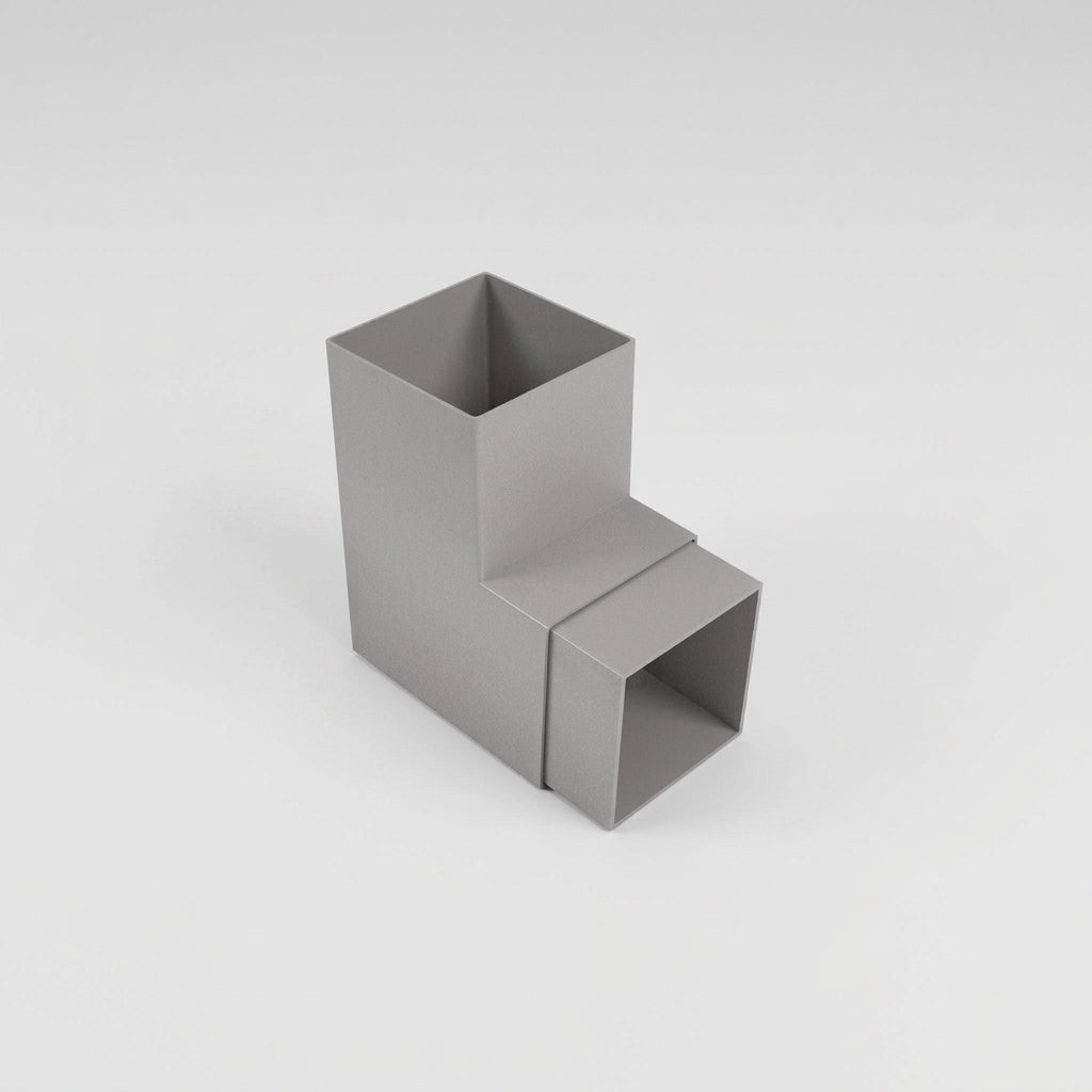 Flush Joint Aluminium Downpipe Bend 72x72mm — RAL 7036 / 92.5 Degrees
