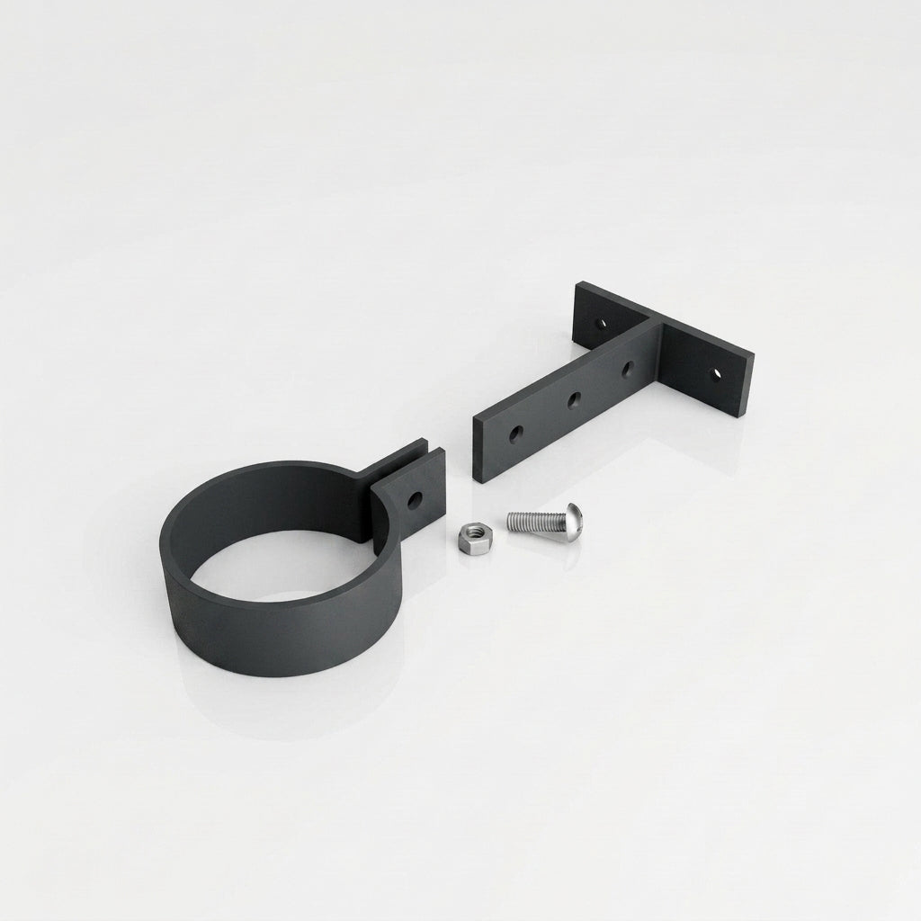 Adjustable Aluminium Pipe Clip 76mm Diameter — RAL 7021