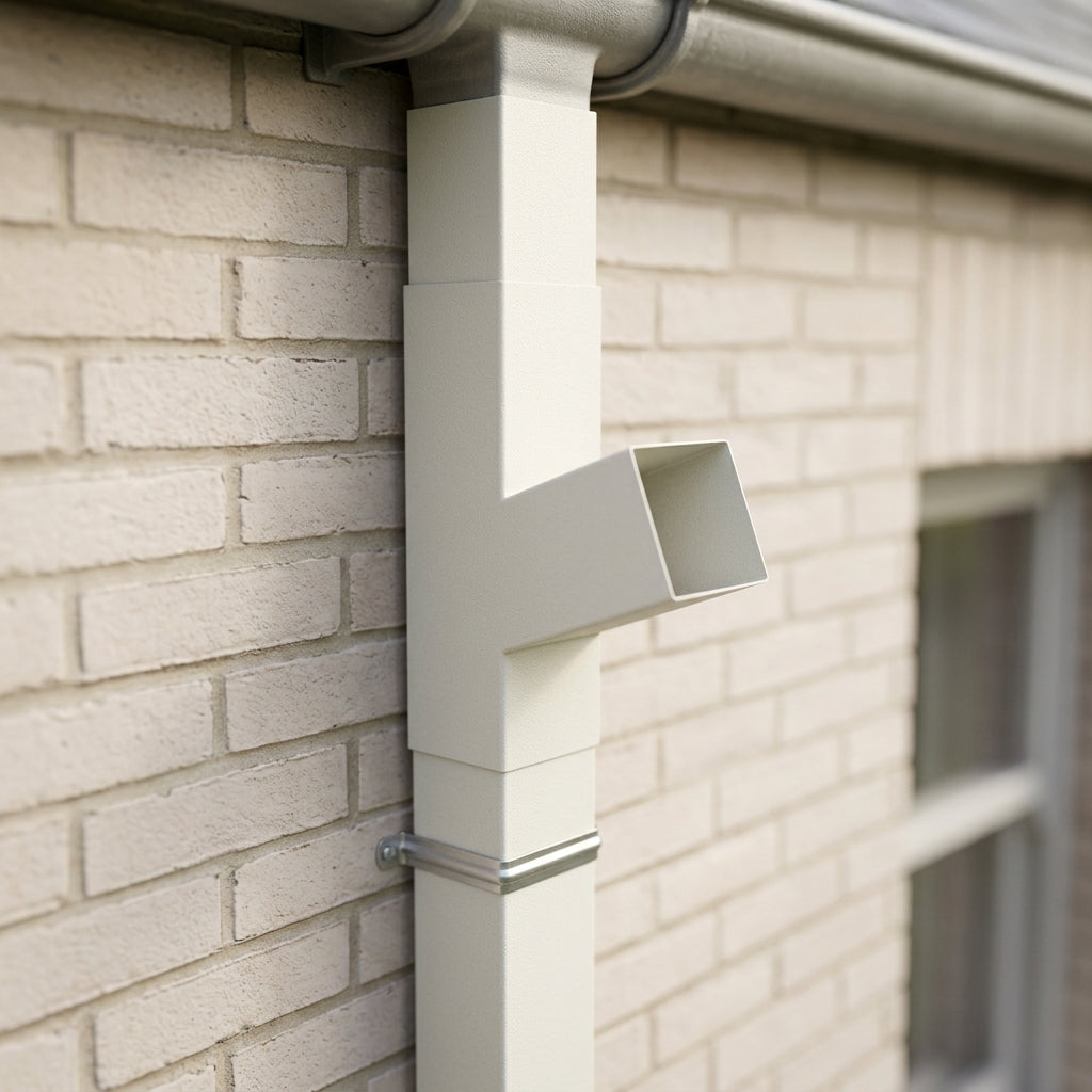 72x72mm Flush Joint Downpipe Branches — 92.5° & 112.5° — RAL 9016 / 112.5 Degrees (in use)