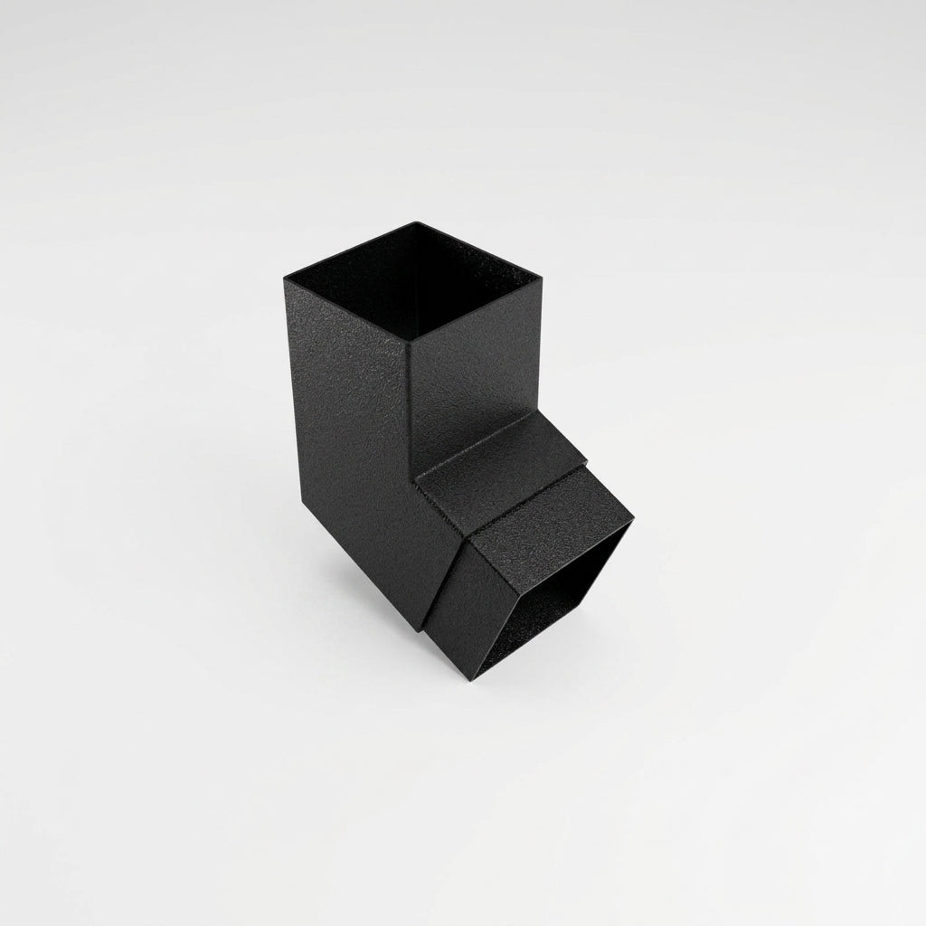 Flush Joint Aluminium Downpipe Bend 72x72mm — Textured Black / 112.5 Degrees