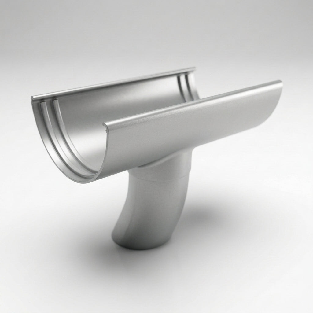 Half Round Aluminium Gutter Outlet 63mm Dia. 125mm — RAL 9006