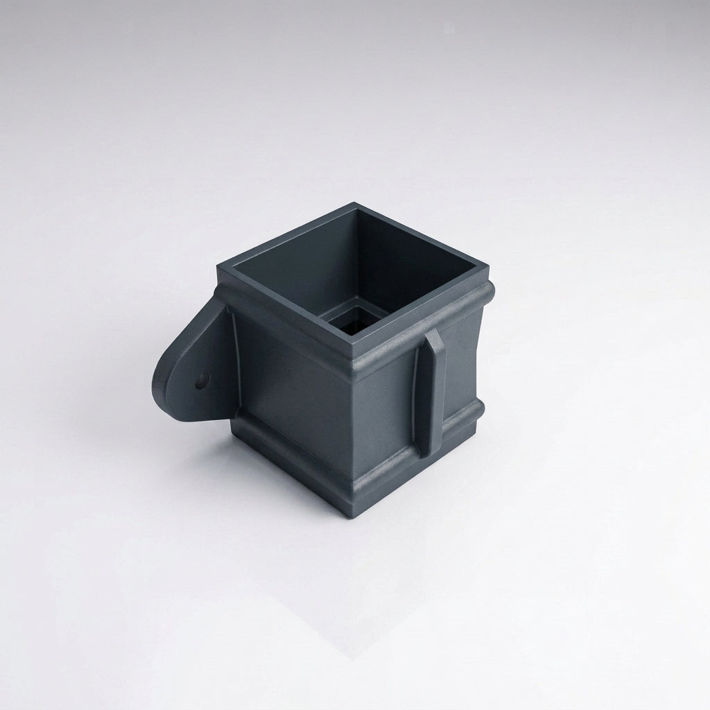 Traditional Downpipe Spare Socket Eared 72x72mm Aluminium — RAL 7016