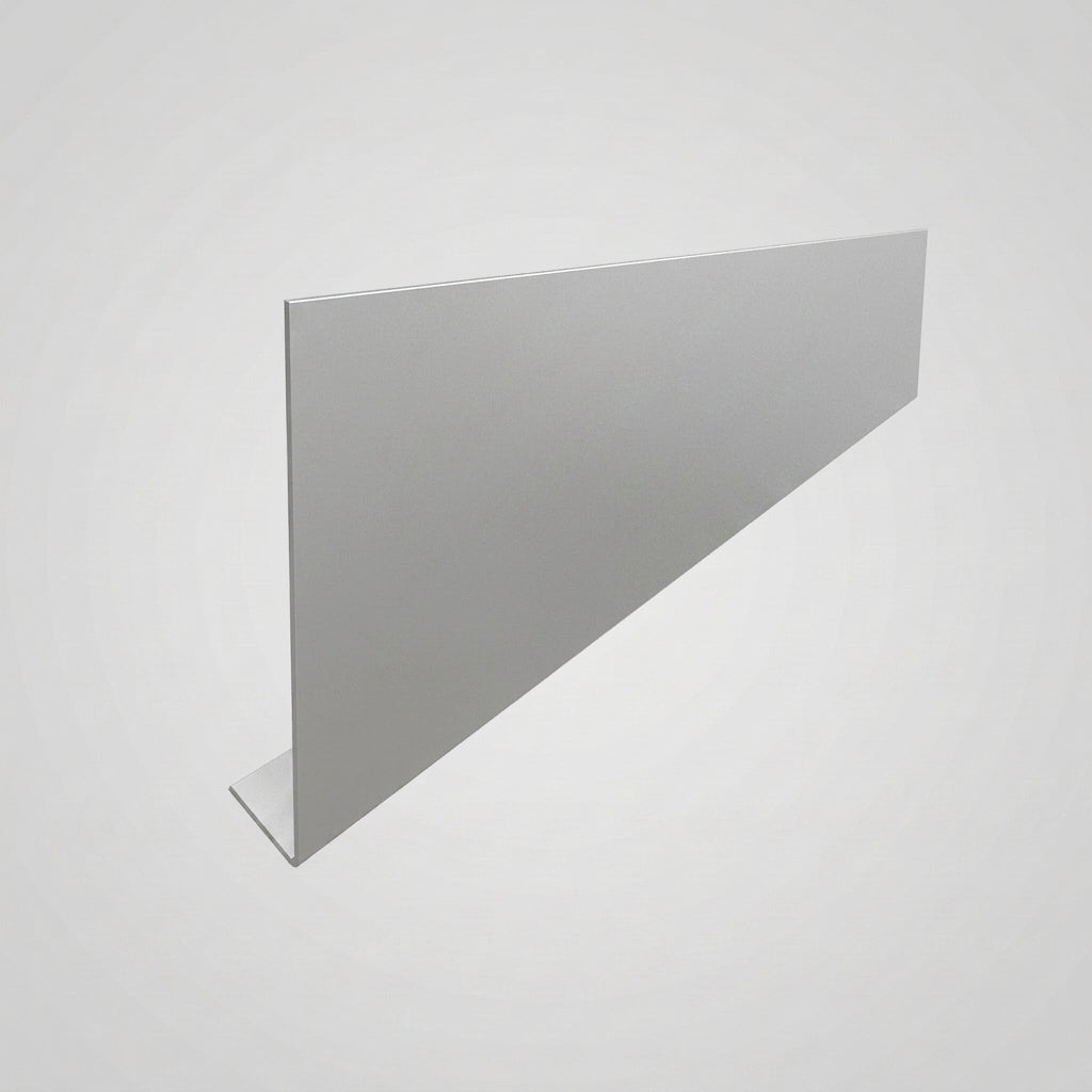Aluminium Fascia Board Sample — RAL 9006 / 'V' Return