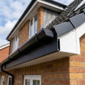 U Return Aluminium Fascia Board 30x25mm – 3m Length — Textured Black (in use)