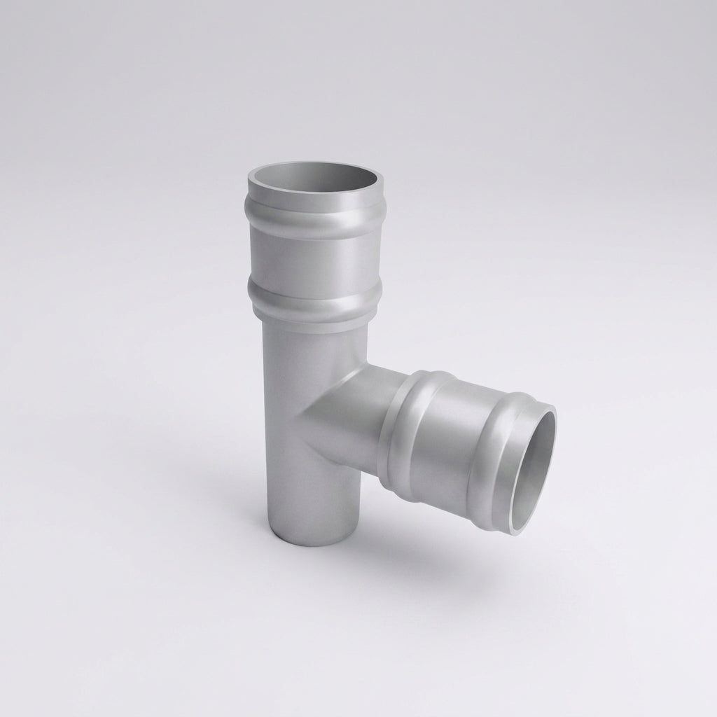 Traditional Aluminium Downpipe Branch 76mm Diameter — RAL 9006 / 92.5 Degrees
