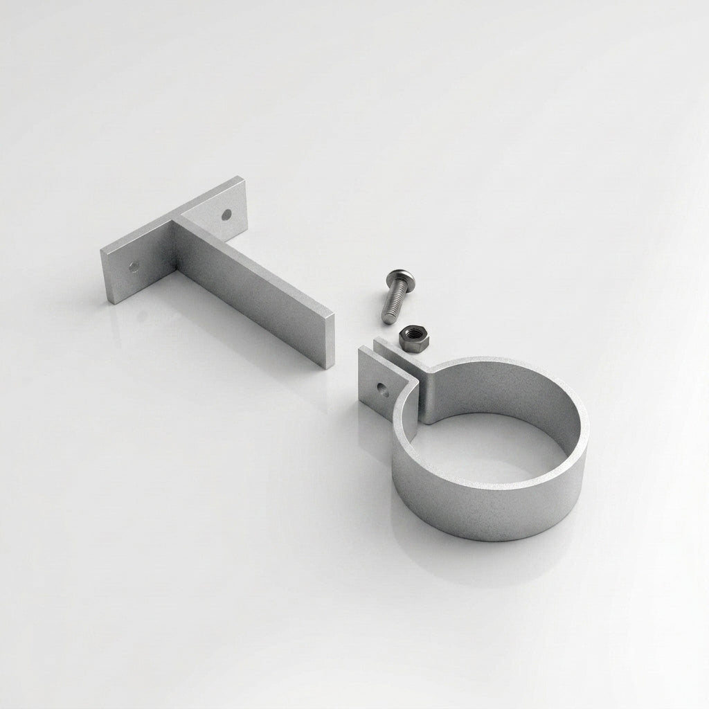 Adjustable Aluminium Pipe Clip 63mm Diameter — RAL 9006