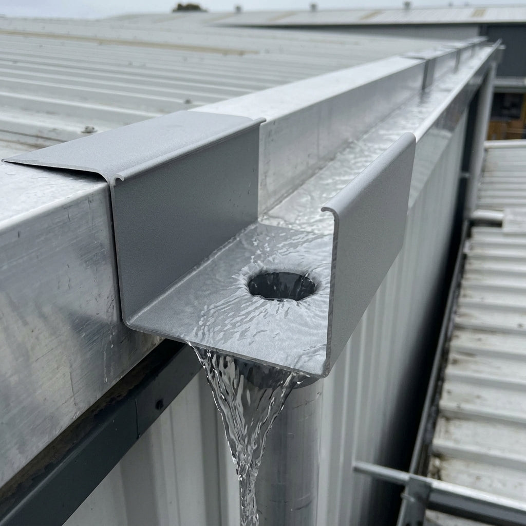 Aluminium Box Gutter Outlet 63mm Diameter 135 x 100mm
