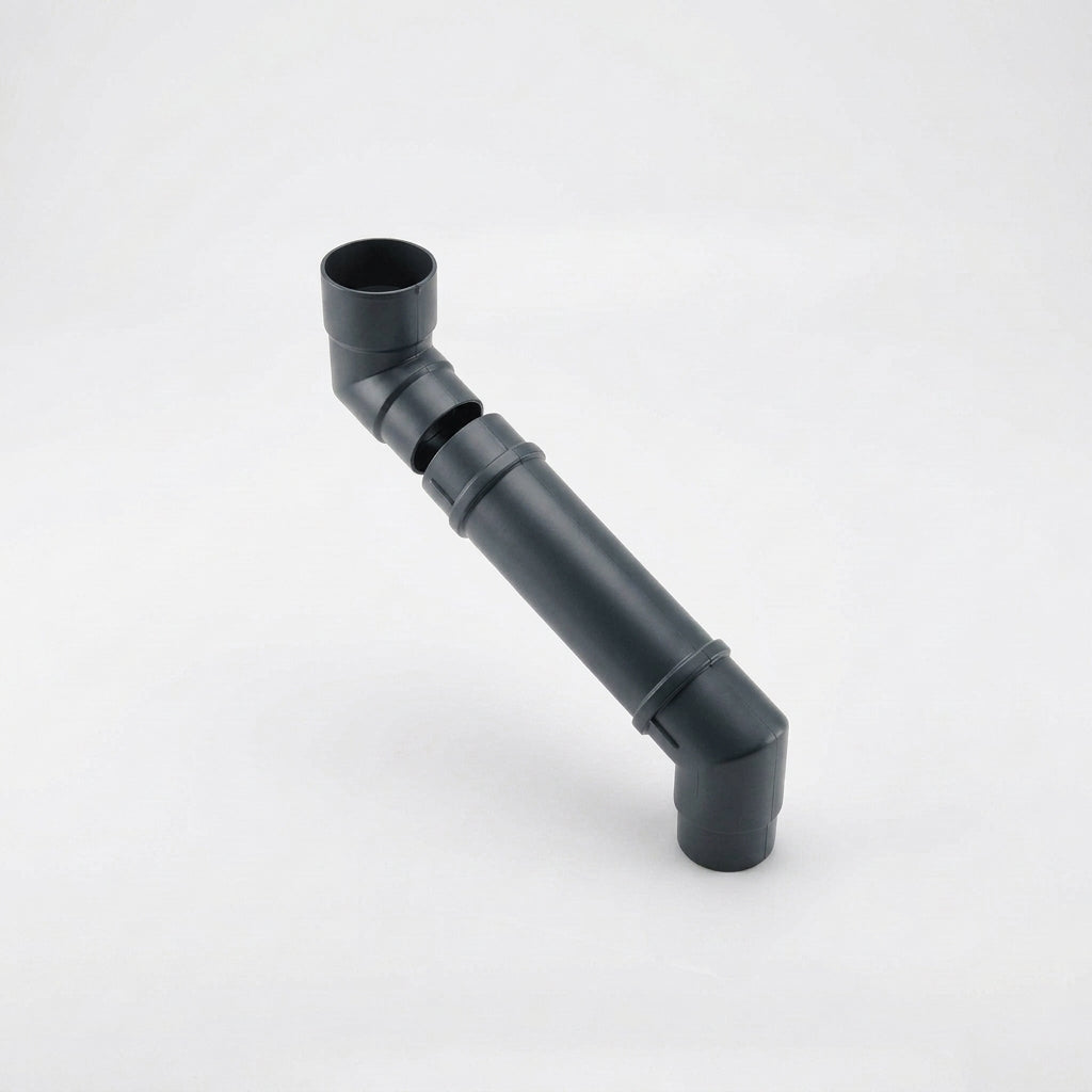Flush Joint Adjustable Swanneck 63mm Downpipe Connector — RAL 7016