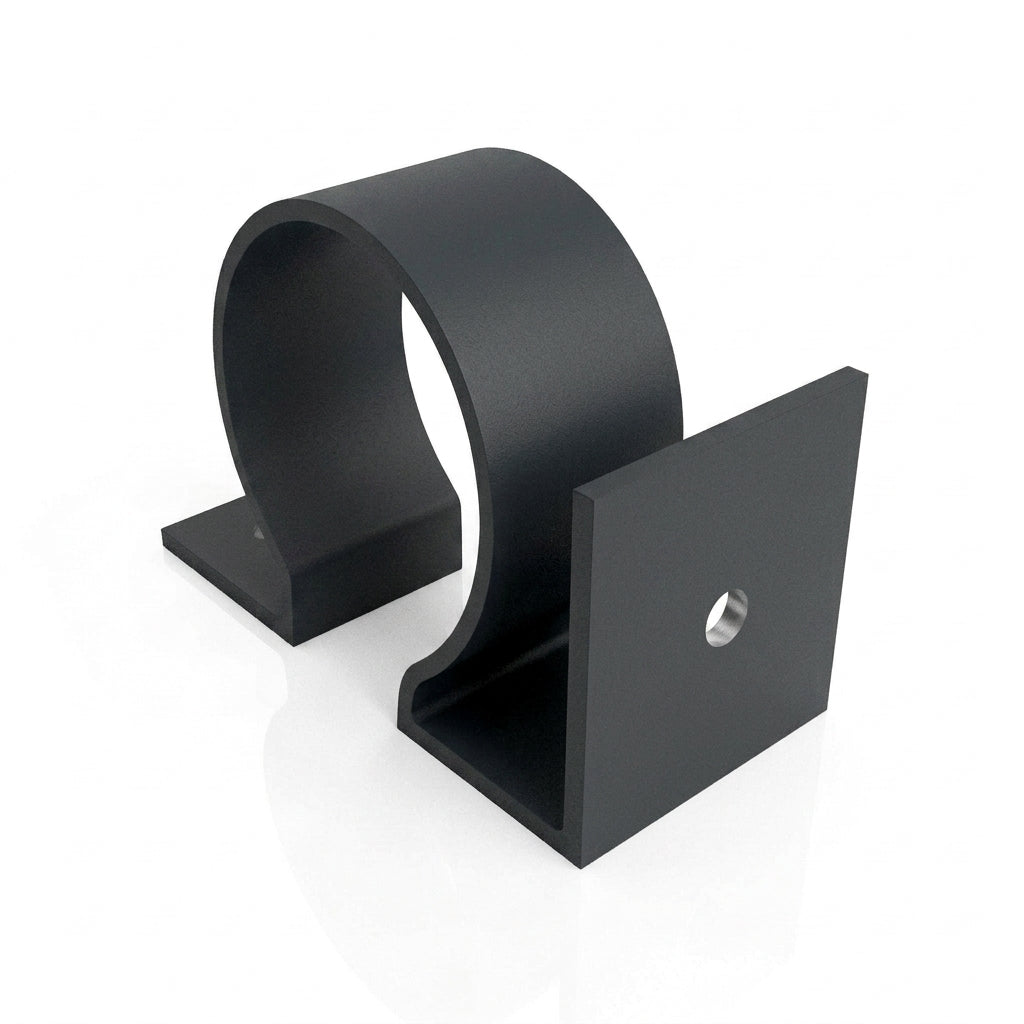 Aluminium Downpipe Clip 63mm Dia with 25mm Wall Offset — RAL 7021