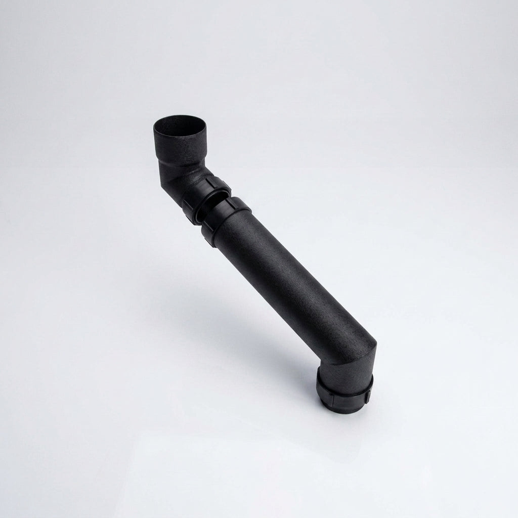 76mm Diameter Flush Joint Adjustable Swanneck Downpipe — Textured Black