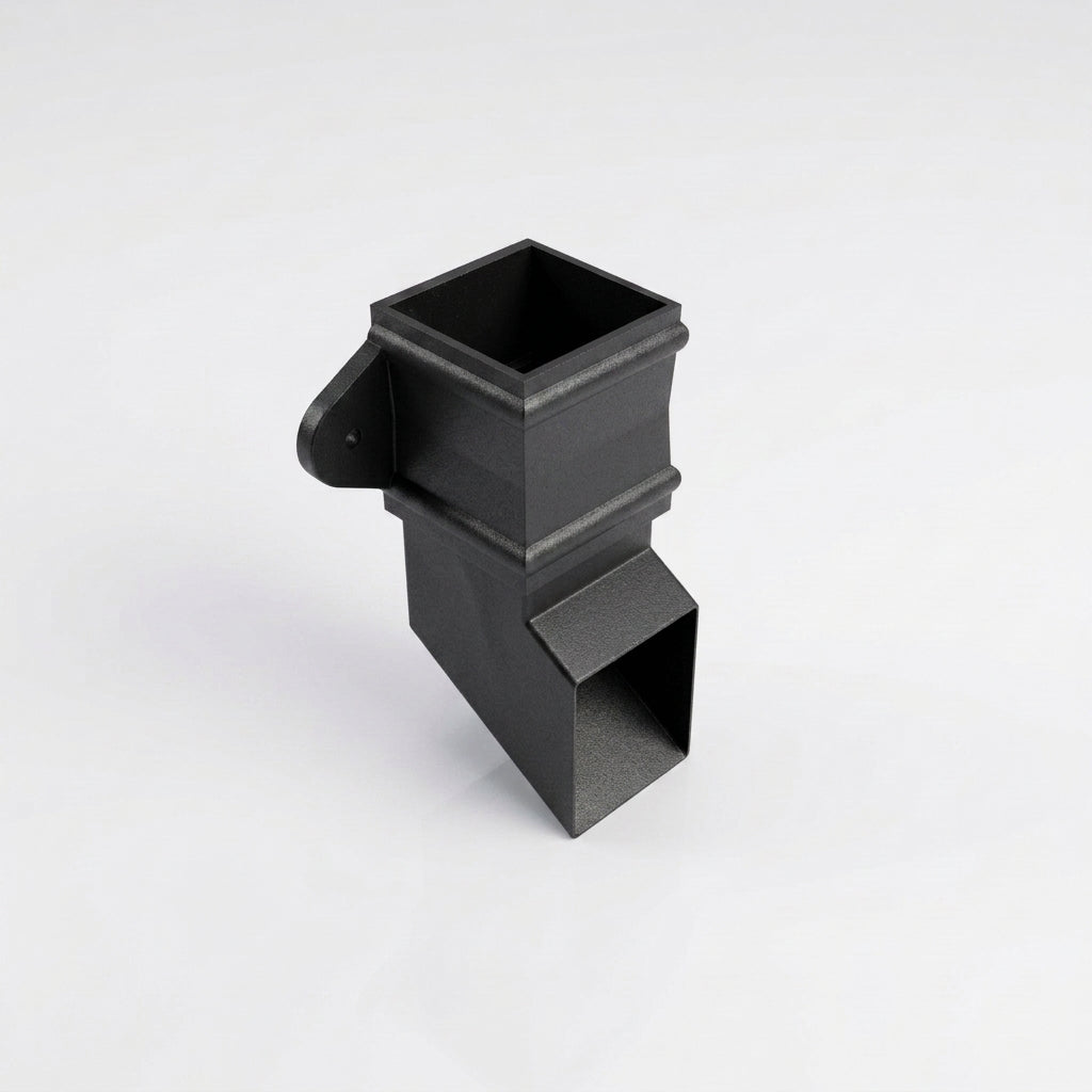Traditional Aluminium Downpipe Shoe 72x72mm — Textured Black