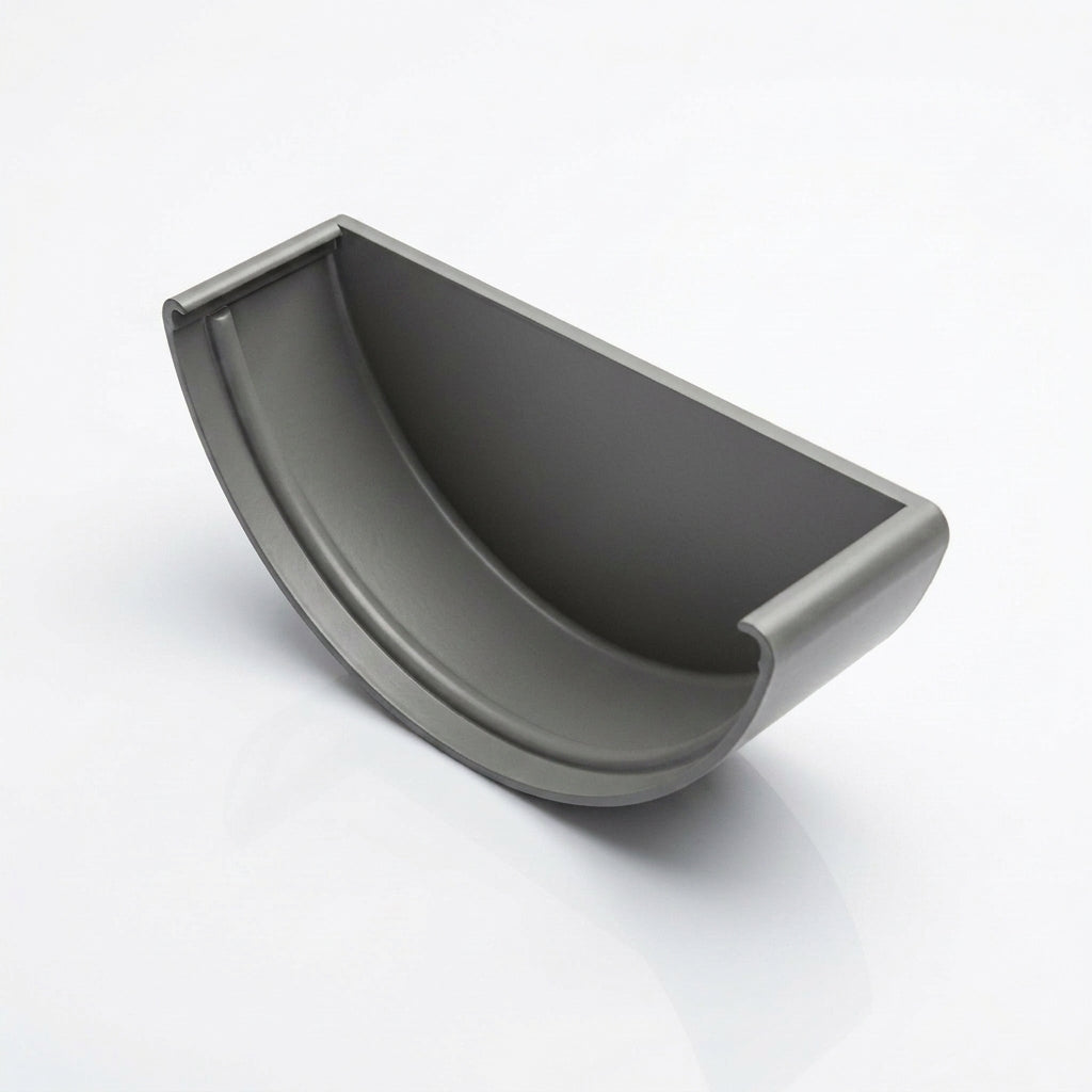 Half Round Aluminium Gutter Stop End - 125mm — RAL 7037