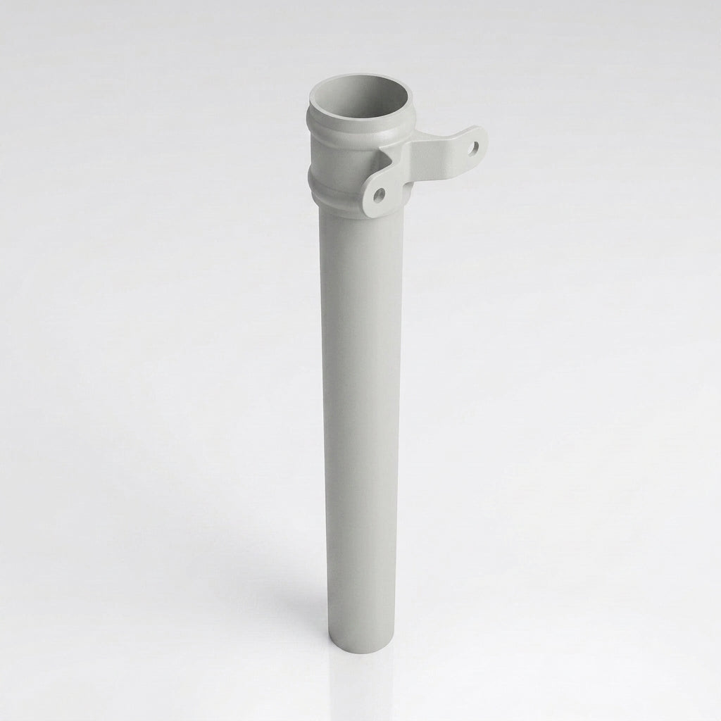 Aluminium Downpipe Length Eared Socket 63mm Dia x 3m — RAL 7035