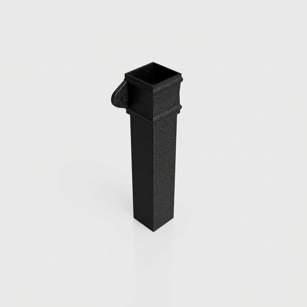 Traditional Aluminium Downpipe Sample — Textured Black / 72x72mm