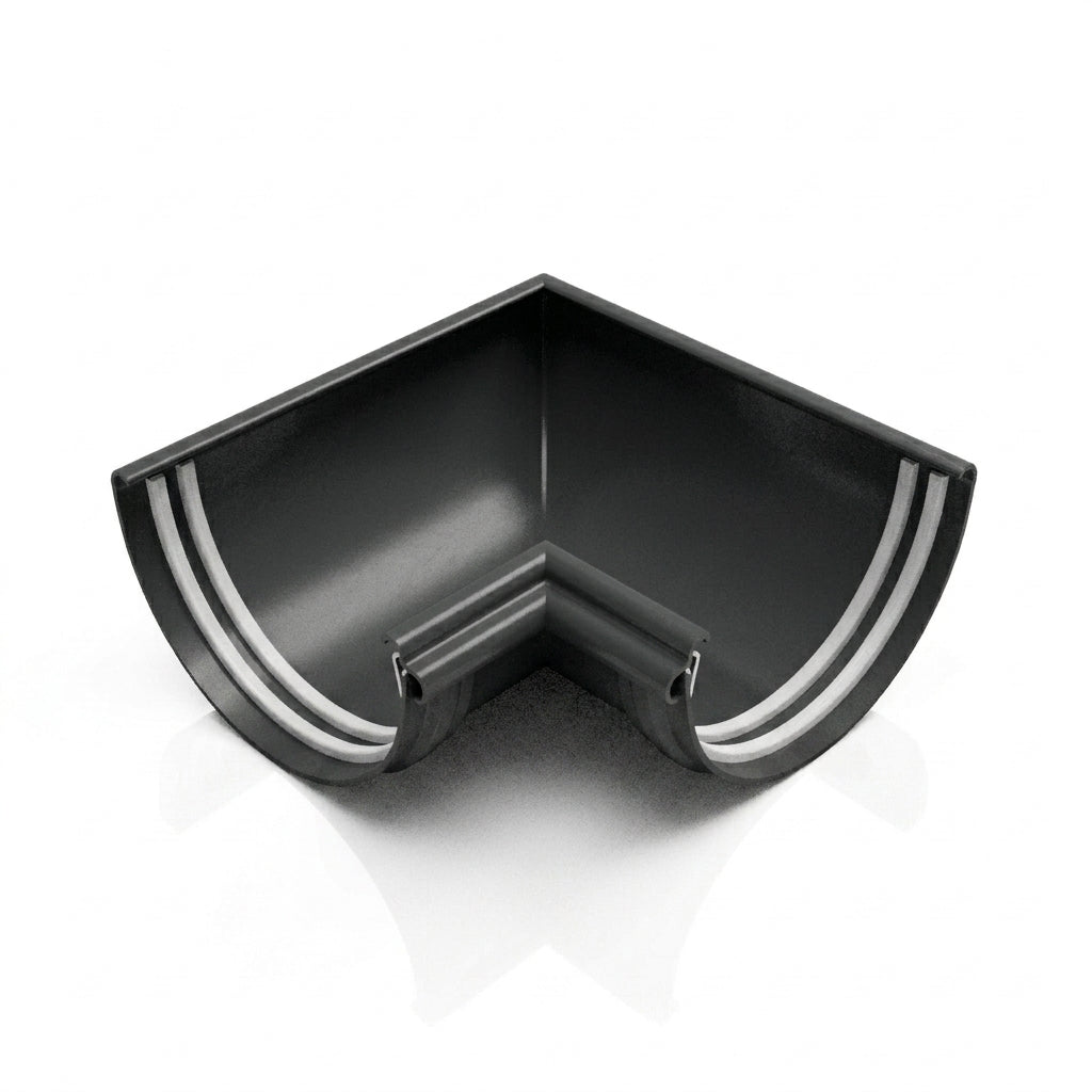 Half Round Aluminium Gutter Angle 90° - 125mm — RAL 7021