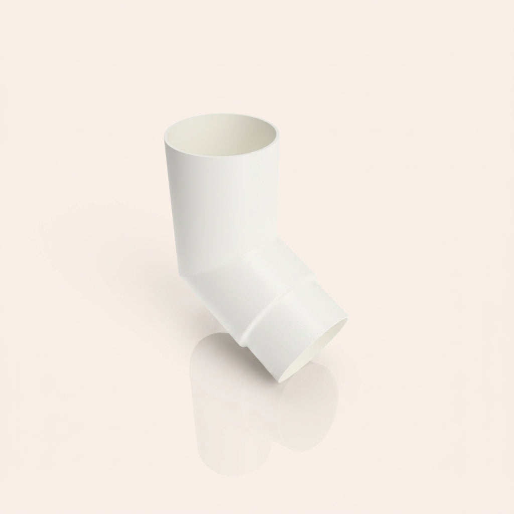 76mm Diameter Flush Joint Aluminium Downpipe Bends — RAL 9016 / 112.5 Deg