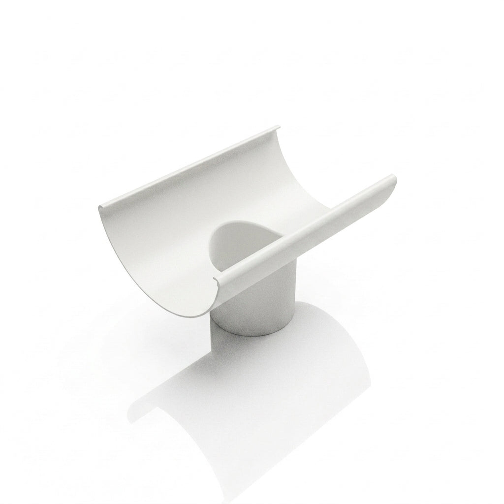 Half Round Aluminium Gutter Outlet 76mm – Marine Grade — RAL 9016