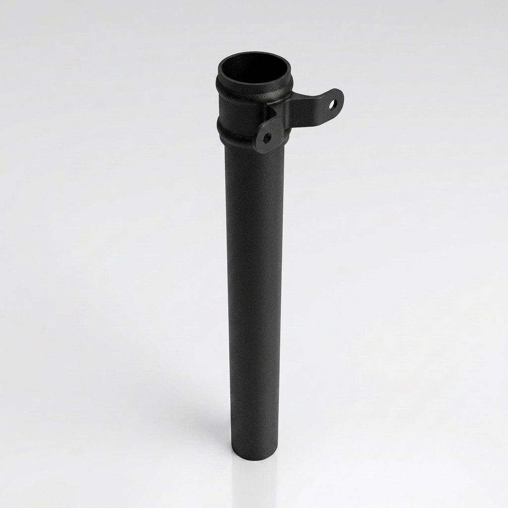 Aluminium Downpipe Length Eared Socket 63mm Dia x 3m — Textured Black