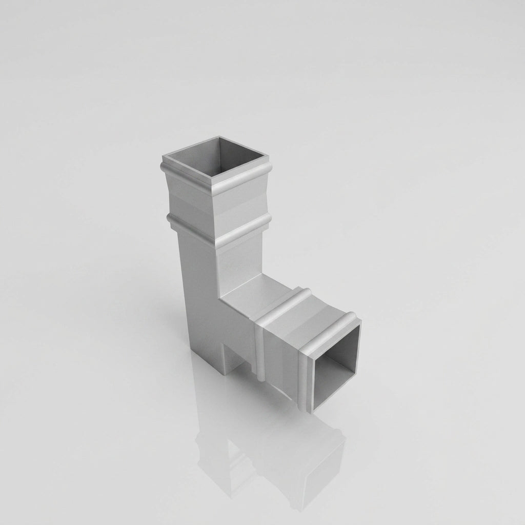 72x72mm Traditional Square Aluminium Downpipe Branches — RAL 9006 / 92.5 Degrees