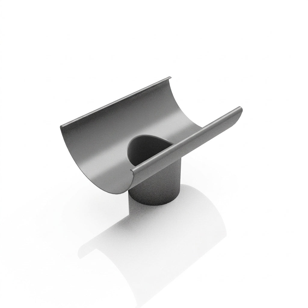 Half Round Aluminium Gutter Outlet 76mm – Marine Grade (view 2)