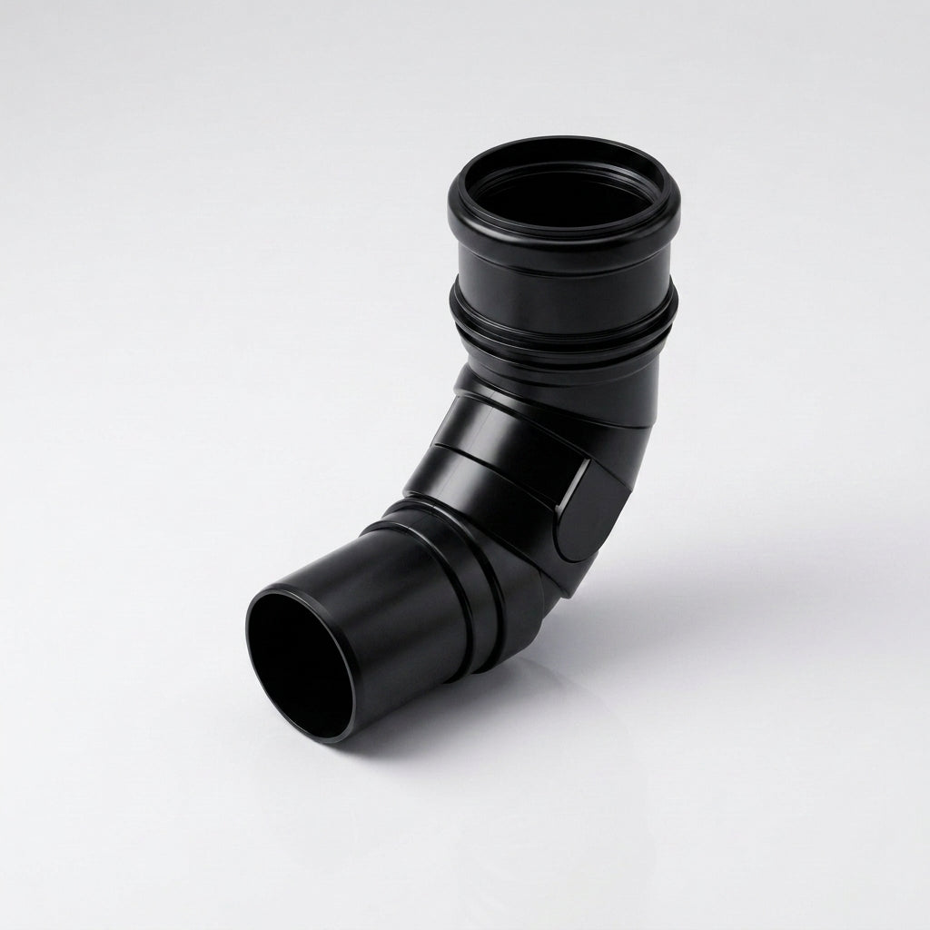 Traditional Adjustable Swanneck 76mm Dia Downpipe Connector — RAL 9005