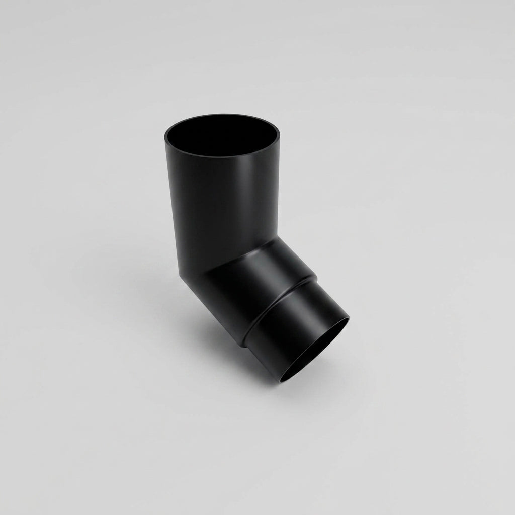 76mm Diameter Flush Joint Aluminium Downpipe Bends — RAL 9005 / 112.5 Deg