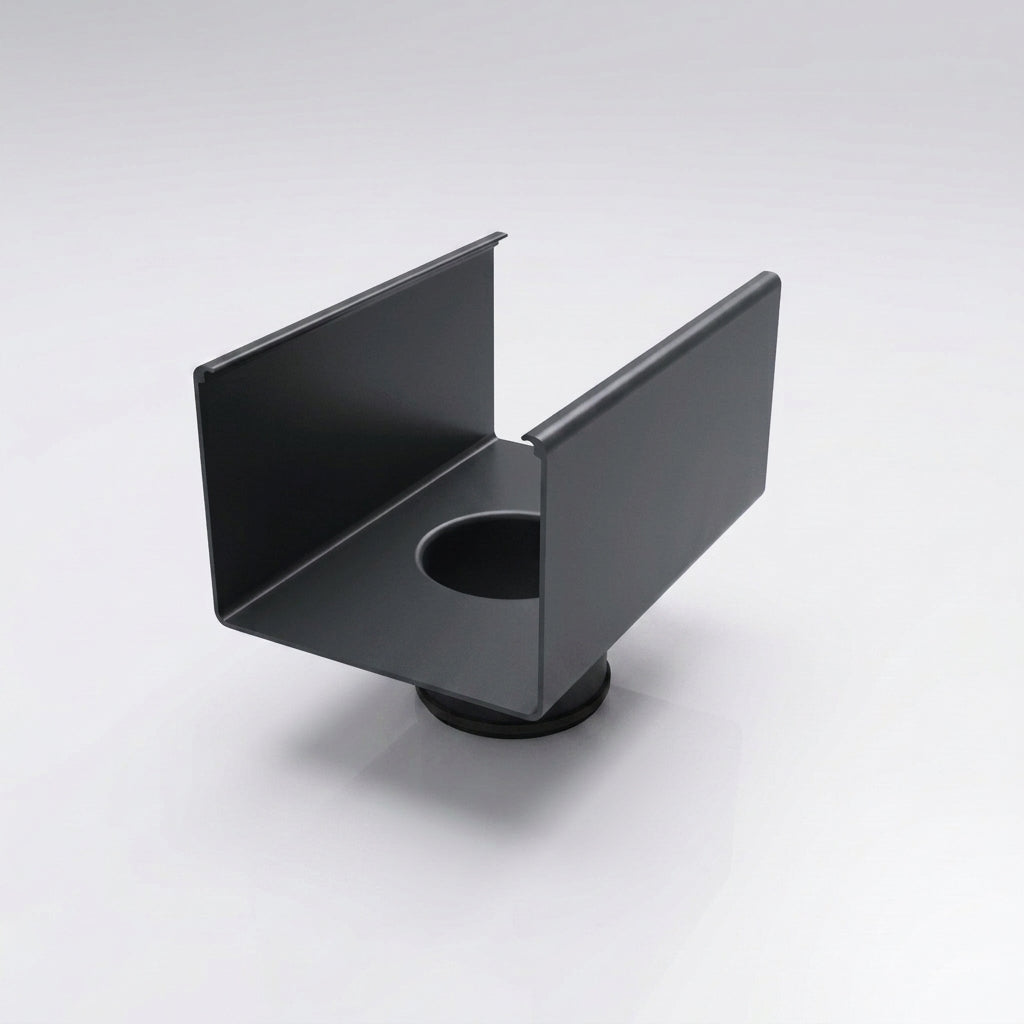Aluminium Box Gutter Outlet 76mm Dia – 135 x 100mm — RAL 7021