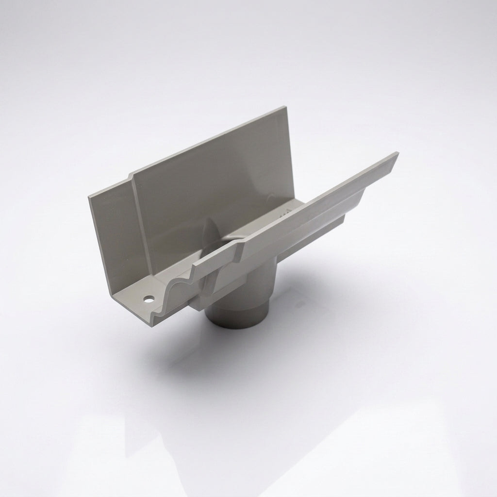 Moulded Ogee Gutter Outlet 63mm Dia, 125 x 100mm — RAL 7036