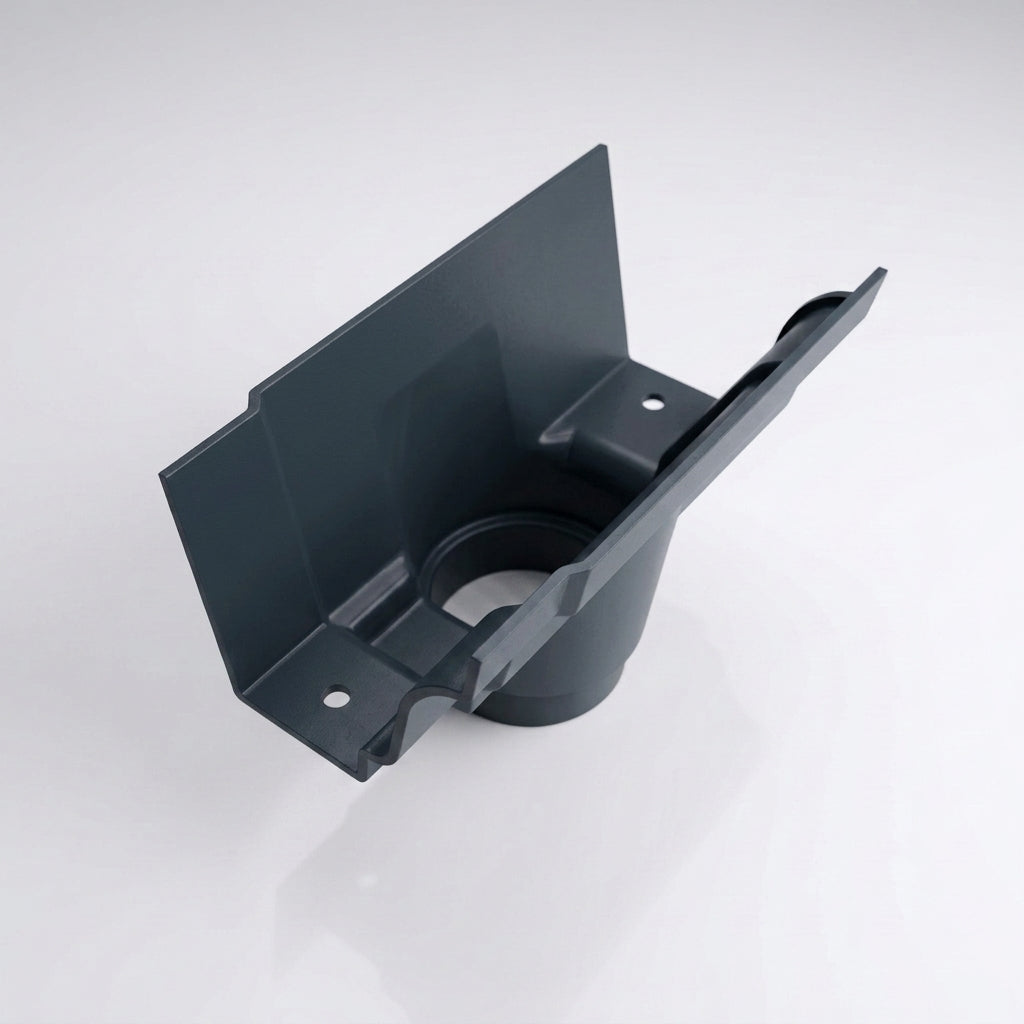 Moulded Ogee Gutter Outlet 76mm Diameter 125 x 100mm — RAL 7016