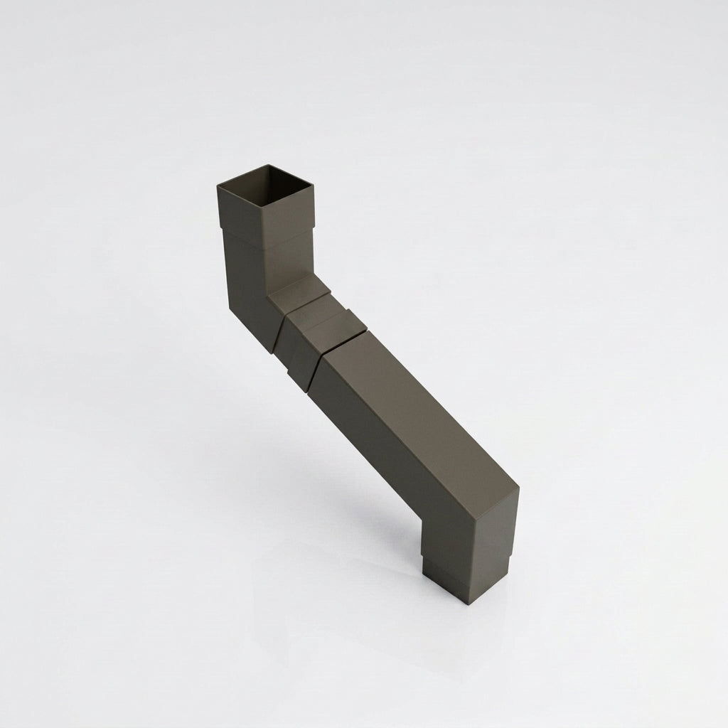 Flush Joint Adjustable Swanneck 72x72mm Aluminium Downpipe — RAL 7022
