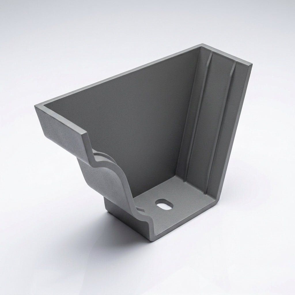 Moulded Ogee Gutter Left Hand Stop End 125 x 100mm — RAL 7037