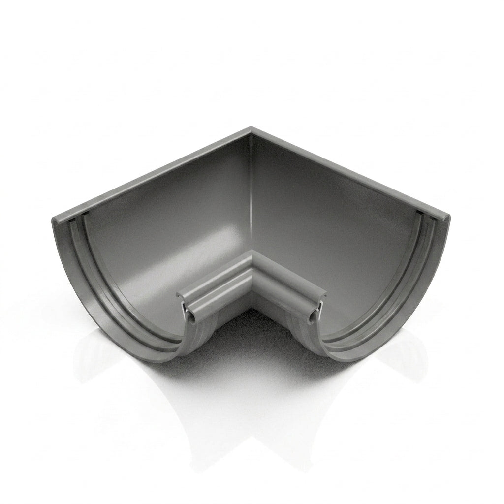 Half Round Aluminium Gutter Angle 90° - 125mm — RAL 7037