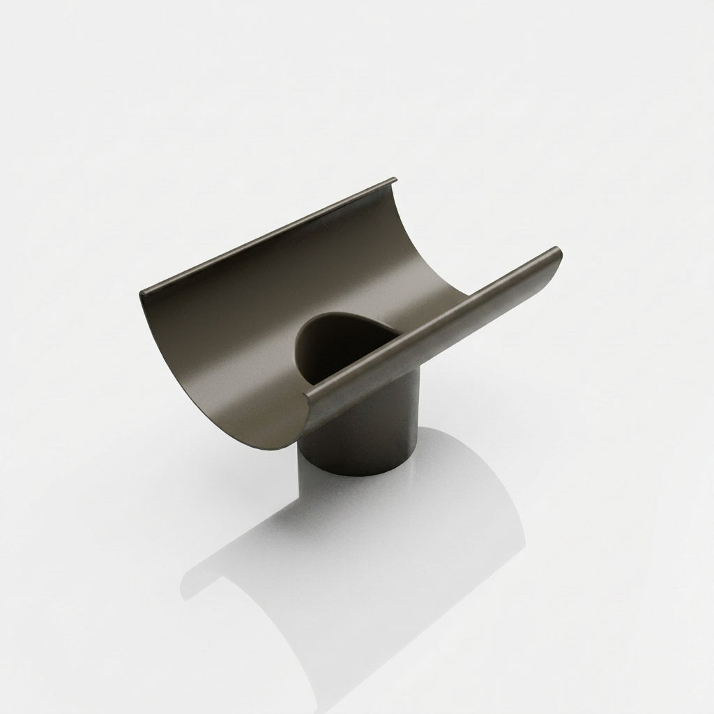 Half Round Aluminium Gutter Outlet 76mm – Marine Grade — RAL 7022
