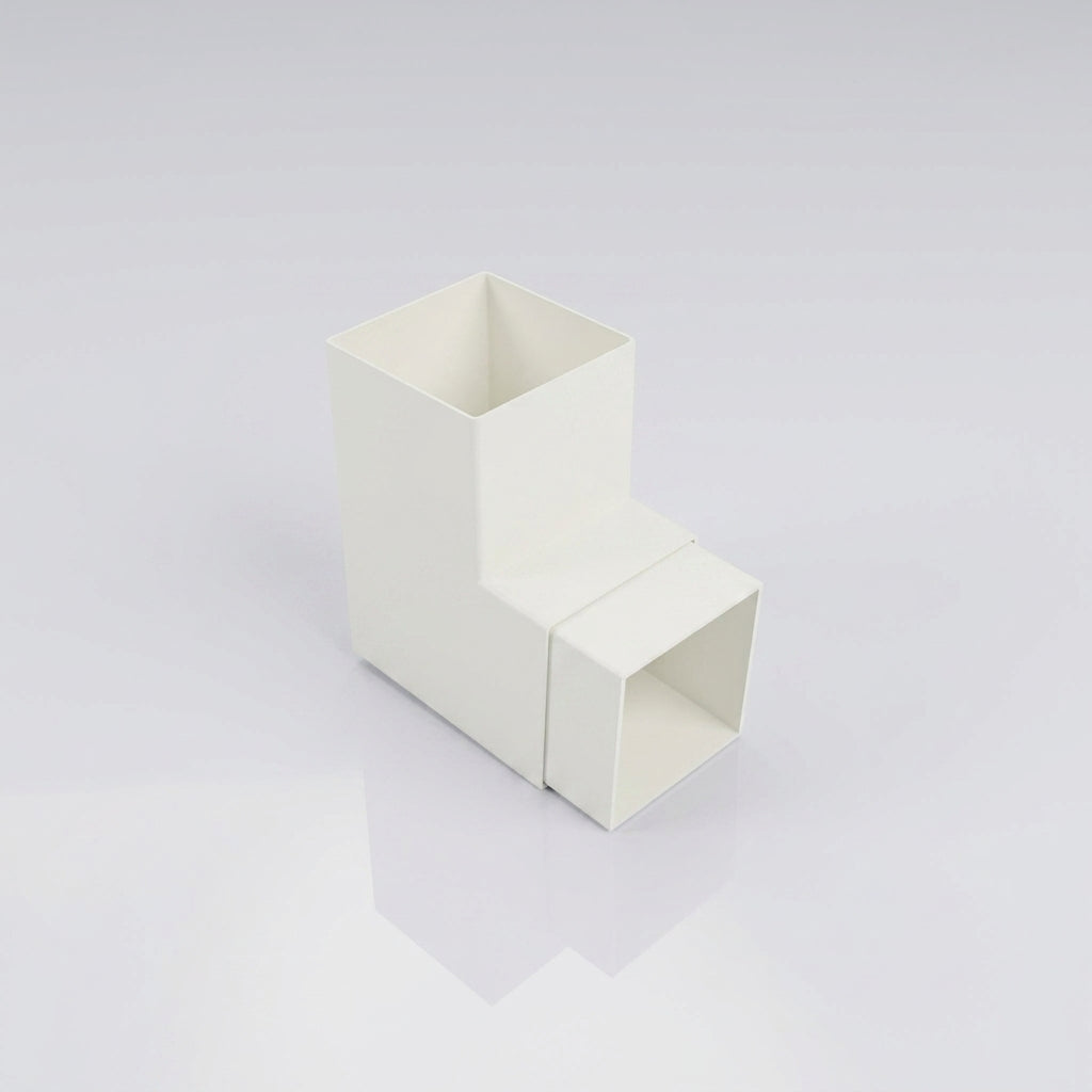 Flush Joint Aluminium Downpipe Bend 72x72mm — RAL 9016 / 92.5 Degrees