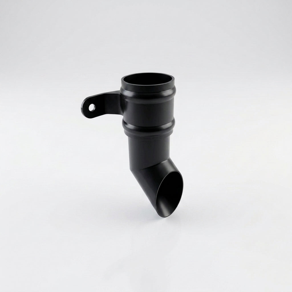Traditional Aluminium Downpipe Shoe 63mm Diameter — RAL 9005
